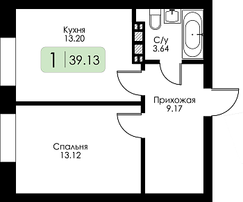 Однокомнатная квартира № 8