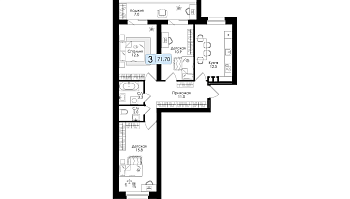 Трехкомнатная квартира № 12 