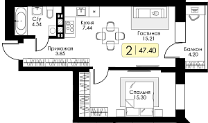 Двухкомнатная квартира №168