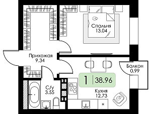 Однокомнатная квартира №25