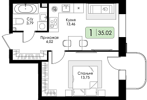 Однокомнатная квартира №103