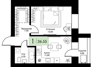 Однокомнатная квартира №114