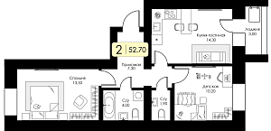 Двухкомнатная квартира №176
