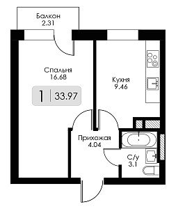 Однокомнатная квартира №11