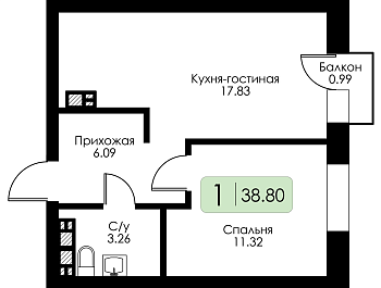 Однокомнатная квартира № 23