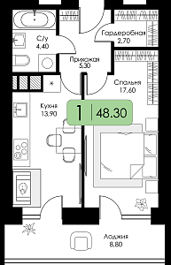 Однокомнатная квартира №18