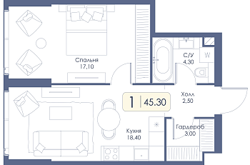 Однокомнатная квартира № 609 