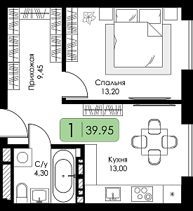 Однокомнатная квартира №118