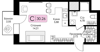 Квартира-студия № 105