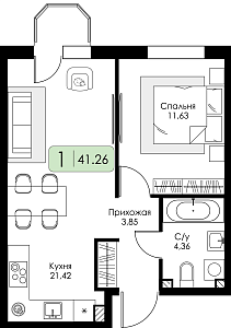 Однокомнатная квартира №175