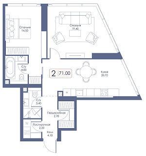 Двухкомнатная квартира № 463 