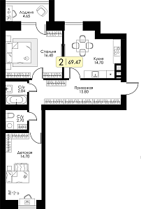 Двухкомнатная квартира №24