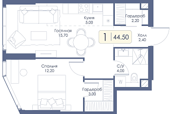 Однокомнатная квартира № 607
