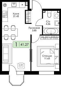 Однокомнатная квартира №88