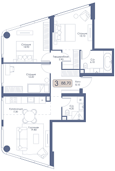 Трехкомнатная квартира № 139 