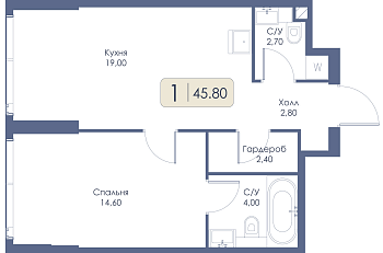 Однокомнатная квартира № 608