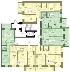 Двухкомнатная квартира 62.34м², 1 этаж № 5