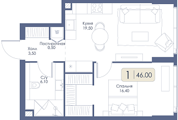 Однокомнатная квартира № 661 