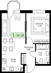 Однокомнатная квартира №167