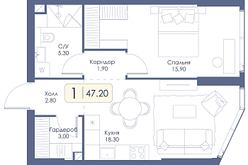 Однокомнатная квартира № 603 