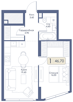 Однокомнатная квартира № 127 