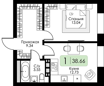 Однокомнатная квартира № 5