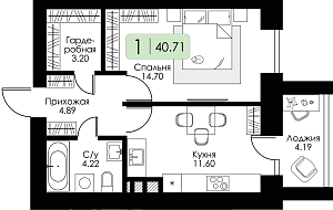 Однокомнатная квартира №32