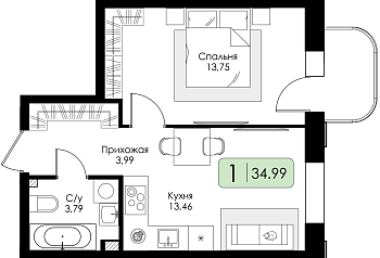 Однокомнатная квартира № 9