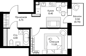 Однокомнатная квартира №131