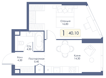Однокомнатная квартира № 464