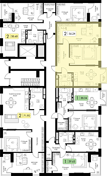 Двухкомнатная квартира 56.24м², 11 этаж № 183