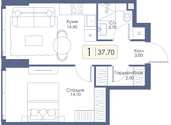 Однокомнатная квартира № 338 