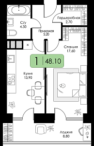 Однокомнатная квартира №73