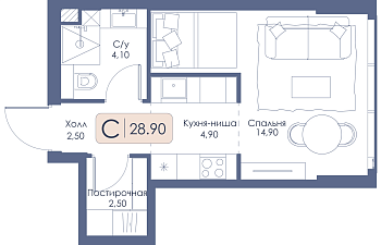 Квартира-студия № 390 