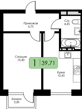 Однокомнатная квартира № 213