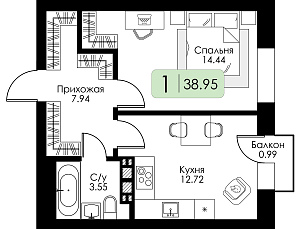 Однокомнатная квартира №21