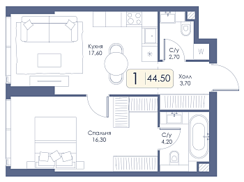 Однокомнатная квартира № 473 