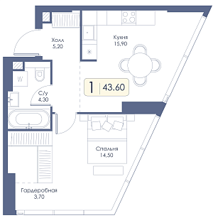 Однокомнатная квартира № 544 