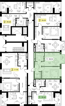 Однокомнатная квартира 38.34м², 11 этаж № 184