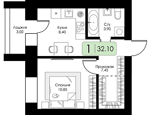 Однокомнатная квартира №136