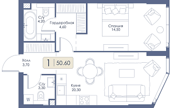 Однокомнатная квартира № 768 