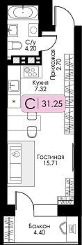 Квартира-студия № 126