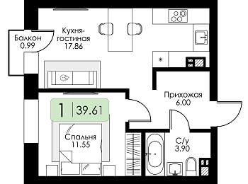 Однокомнатная квартира № 27