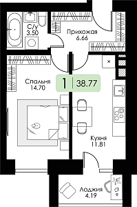 Однокомнатная квартира №109