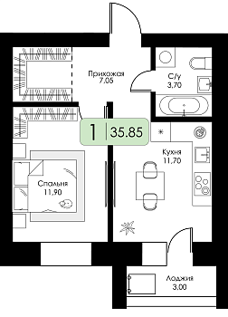 Однокомнатная квартира № 43 