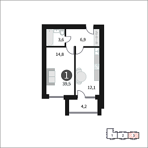 Однокомнатная квартира № 39 