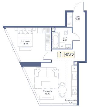 Однокомнатная квартира № 471 