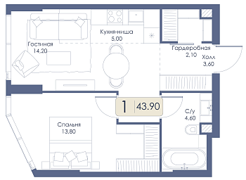 Однокомнатная квартира № 562 