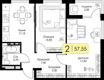 Двухкомнатная квартира № 47
