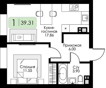 Однокомнатная квартира № 7